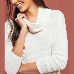 Anthropologie Akemi + Kim Waffleknit Cowl
Neck Sweater Ivory